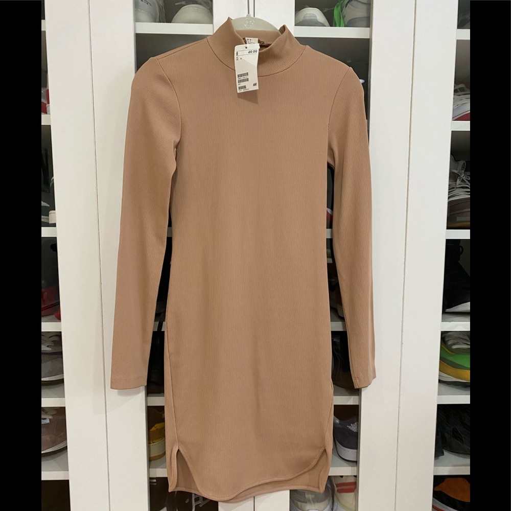 H&M Mockneck Tan Dress